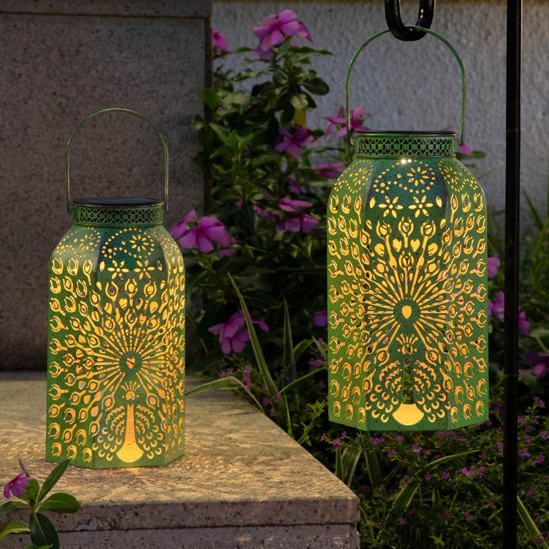 X MAX FURNITURE Outdoor Solar Lanterns Waterproof Peacock Big Solar Hanging Lights For Gardening Gift Yard Art Outside Patio Birthday Mothers Day Gifts 2Pack Green Wayfair